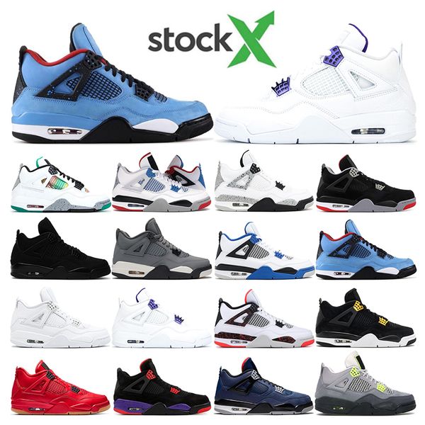 

2020 stock x court purple basketball shoes 4s 95 neon rasta bred white cement cool grey pure sports mens sneakers trainers 7-13