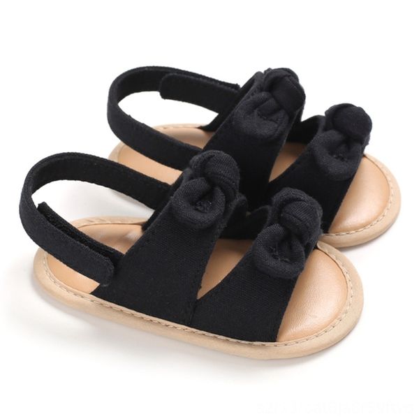 

summer baby girls breathable sandals anti-slip bow shoes sandals toddler soft soled newborn first walkers crib shoes 2020, Black;red