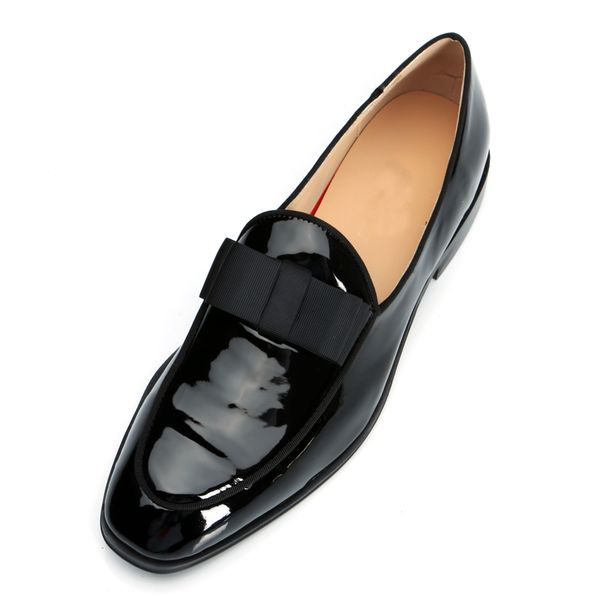 

men's autumn winter casual leather shoes round toe slip on oxford flats shoes bow-knot decor shallow men party wedding, Black