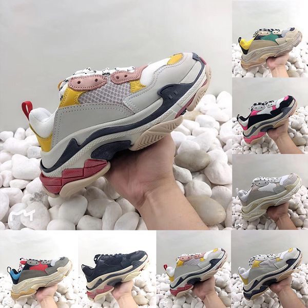 

With Box 2019 Best Quality Triple S Mens Designer Sneakers Fashion 17fw Paris Women Fashion Luxury Trainers Athletic Sport Shoe Size 36-45
