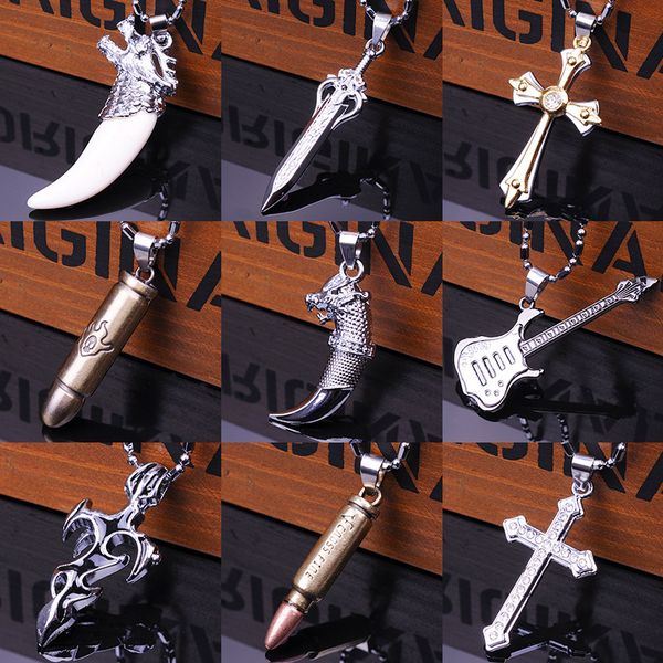 

new man jewelry creativef hanging brand titanium steel necklace accessories hanging alloy jewelry male hippy stainless, Silver