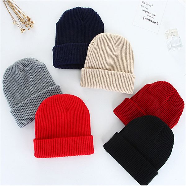 

winter knitted cap solid color hip hop women men boys girls crochet hat spring red hip hop warm beanies