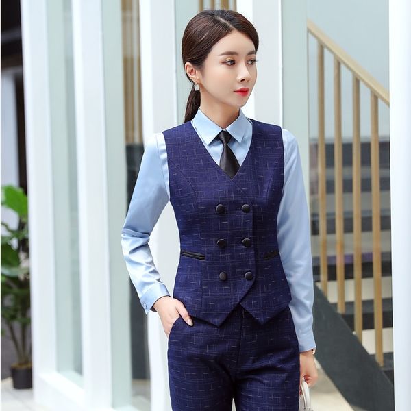 

formal women waistcoat & vest navy blue office ladies work wear female clothes styles, Black;white