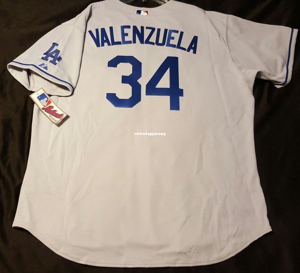 

majestic los angeles #34 fernando valenzuela onfield jersey mens stitched wholesale big and tall size xs-6xl baseball jerseys, Black;blue