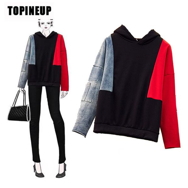 

new women's sweatshirt fashion loose pullover loose cowboy long-sleeve hoodie, Black