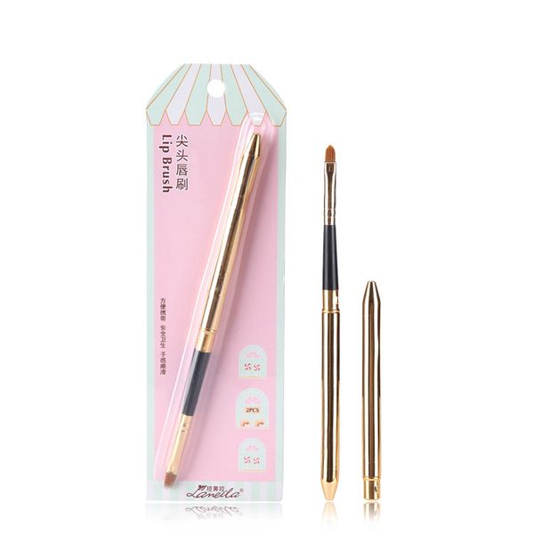 

portable lip brush single makeup brush lip liner synthetic hair gold handle beauty make up tools