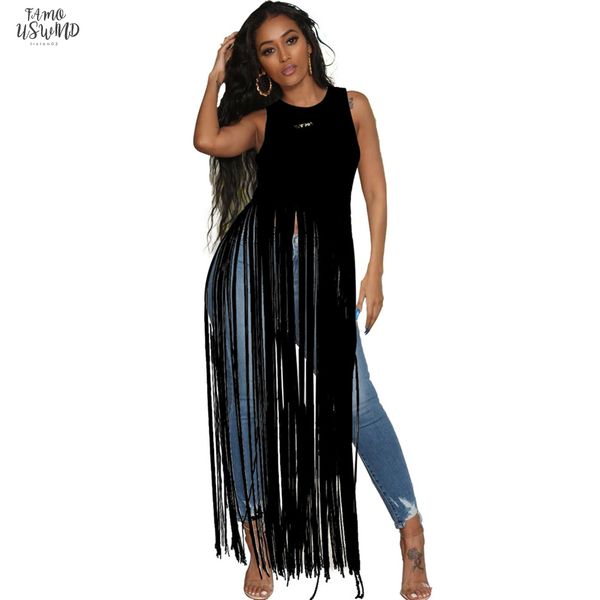 

long tassels sleeveless dress o neck black casual summer dress high waist pull over suits plus size 3xl women night dress, Black;gray