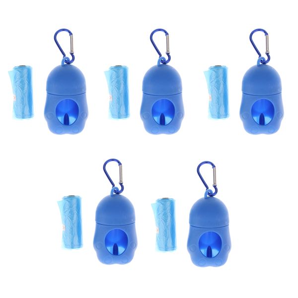 

5 pcs poop bag - dog pet waste bags with dispenser bag holder 9.5x5.5cm