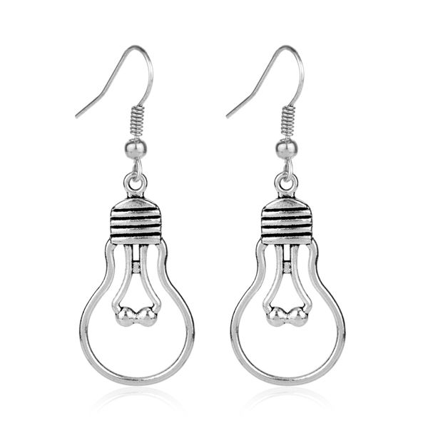 

fashion design bulbs earrings for women light bulb drop earrings punk jewelry, Silver