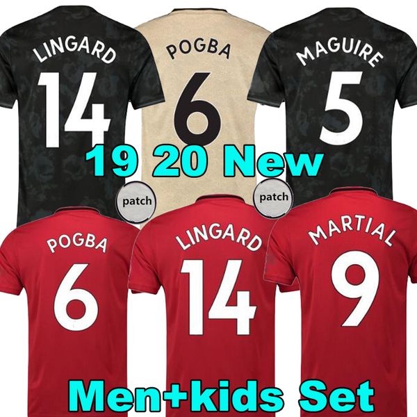 

thailand fc manchester pogba soccer jersey 2019 2020 lingard lukaku rashford football shirt united utd 19 20 uniforms man + kids kit jerseys, Black;yellow
