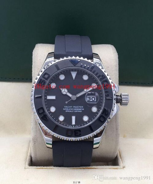 

2019 new styles original box watch 43mm 226659 yacht master ceramic bezel rubber strap automatic mens watch watches, Slivery;brown