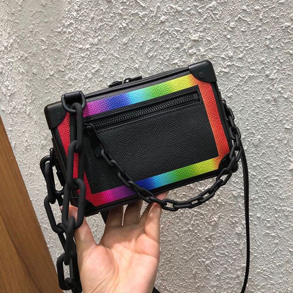 

luxury classic mini men's brand bags designer luxury handbags purses rainbow modification soft box package chain crossbody bag f14