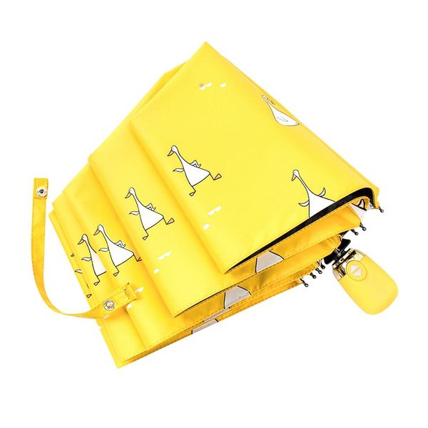

cartoon duck design automatic umbrella yellow umbrella female girl sunshine and rainy season folding