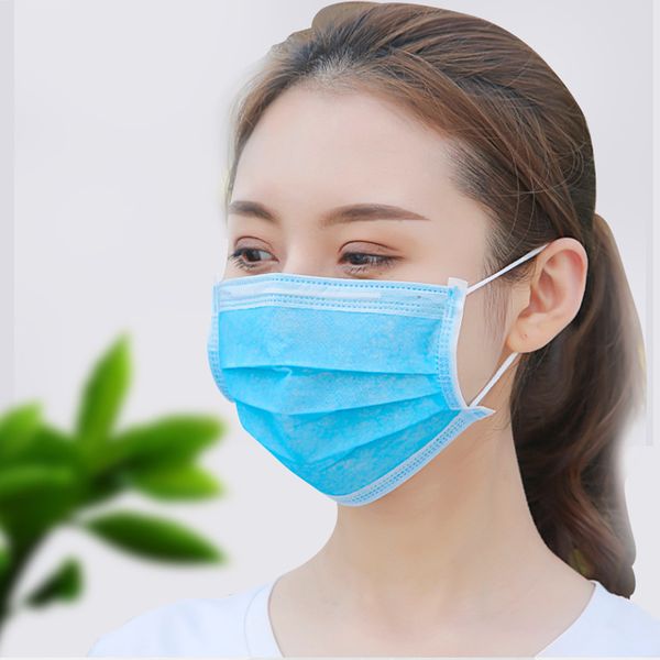

mask 50pcs disposable elastic mouth soft breathable face mask anti dust breathable blue ramdom sent