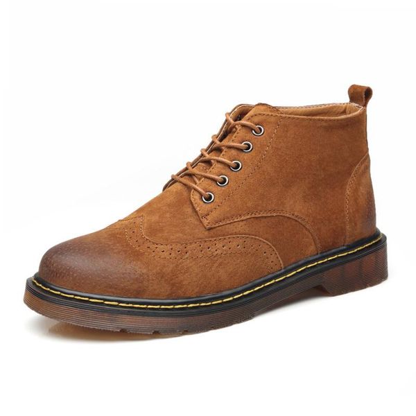 

big size 100% genuine leather men ankle boots fashion spring/autumn waterproof mens shoes lace up casual new short boot, Black