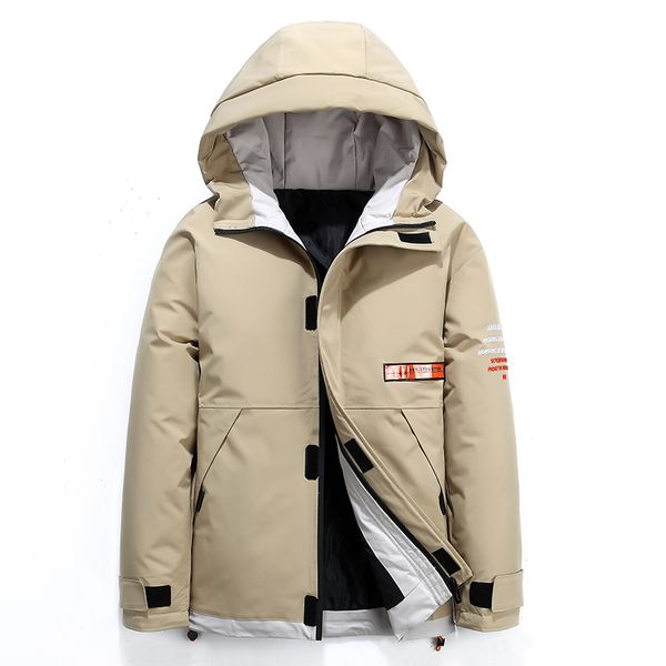 

duck down jacket men winter korean style warm hooded down coat men high street tide patchwork puffer jacket windbreaker, Black