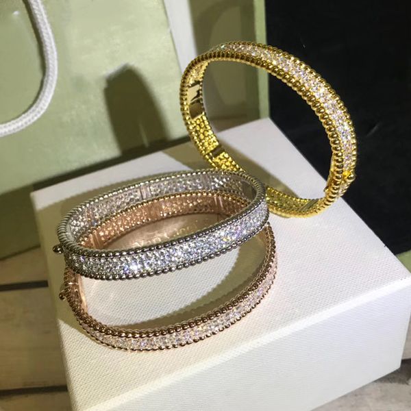 

марка чисто 925 серебряные украшения для женщин золотой цвет полный камень браслет розовое золото клевер браслет свадебные украшения вокруг, Black