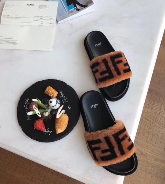 

women man furry slippers australia fluff yeah slide designe casual shoes boots fashion women sandals fur slides slippers, Black