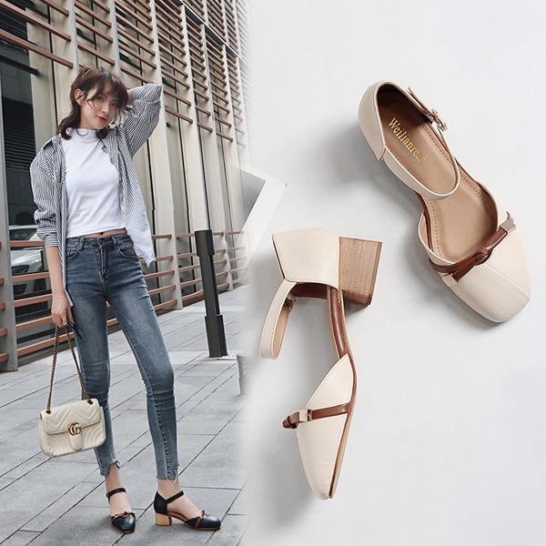 

closed toe mary jeans women grandma sandals low hees square toe beach slides femme bowtie flipflops women big size 42 43 shoes, Black