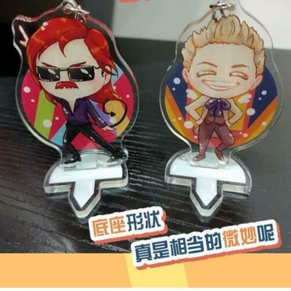 

newcosmile good omens crowley aziraphale angel devil dancing acrylic keychain stand phone wallet belt new fashion, Silver