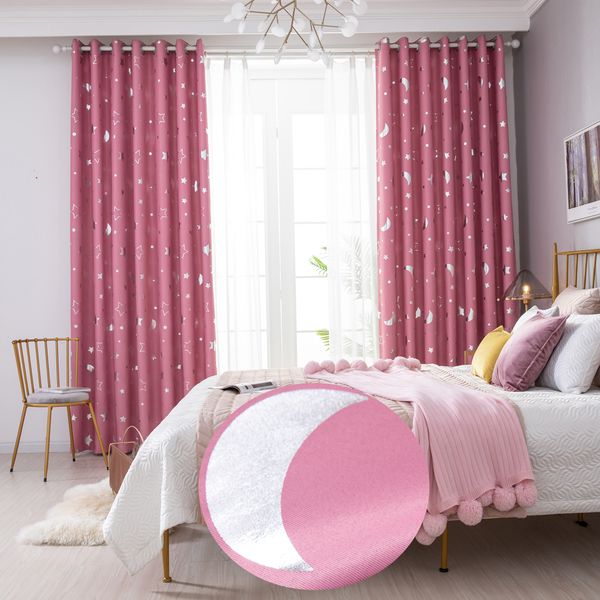 compre jarl paneles de la cortina de ventana oscurecimiento casa linda para los ninos dormitorio impresion de la estrella del ojal de poliester