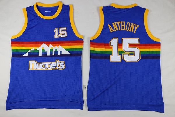 

vintage men #3 allen iverson denver nuggets 15 carmelo anthony 55 dikembe mutombo purple basketball jersey floral shirts, Black;red