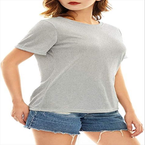 

2020 summer bright and silk short sleeve female base flash silk round collar t-shirt, White