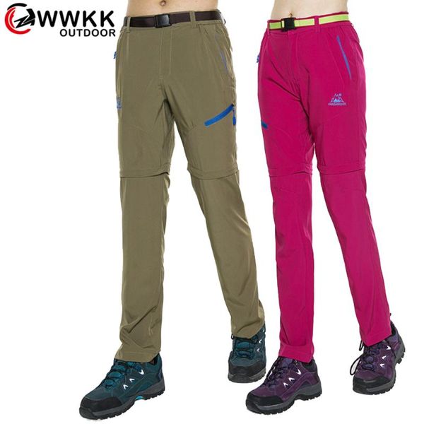 

men women outdoor hiking pants quick dry detachable hiking pants waterproof windproof fishing camping skiing trousers, Black;green