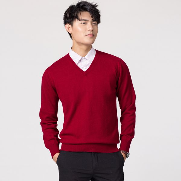 

man pullovers winter new fashion vneck sweater cashmere and wool knitted jumpers men woolen clothes standard male, White;black