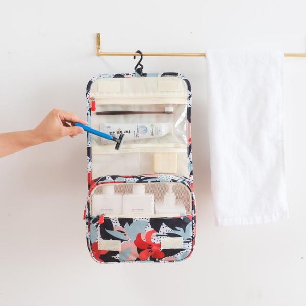 

printing travel hanging toiletry bag portable makeup comestic organiser folding travel wash bag idea for men women travelers