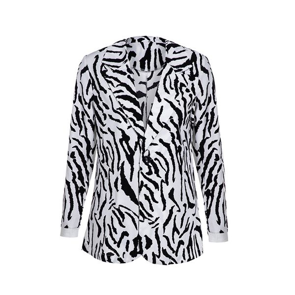 

women's coat casual work office cardigan polyester fashion long sleeve zebra print small suit warm new coat, Black;brown