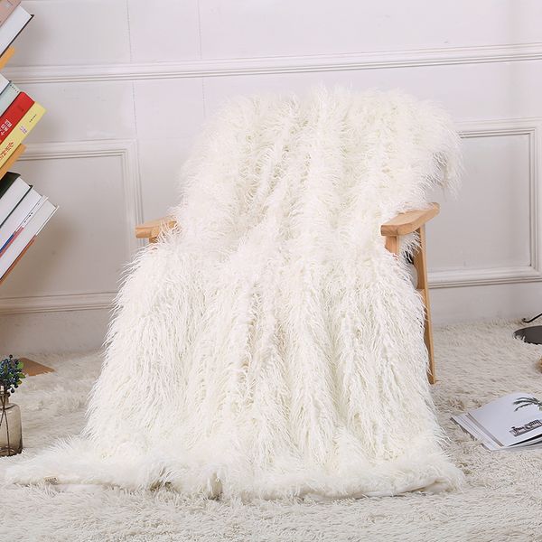 

ab side imitation beach wool throw blanket solid soft long shaggy faux fur blankets for home sofa chair bedroom decoration