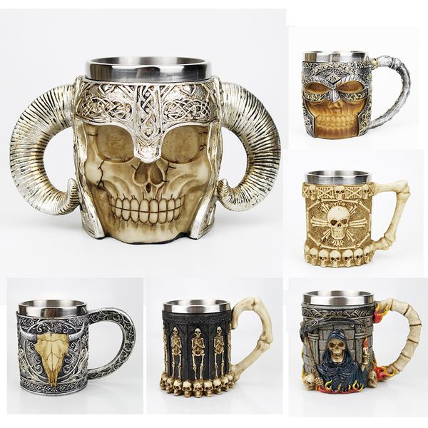 

танкард кружка из нержавеющей стали череп кружки содержать скелет смерть grim dragon 3d дизайн кофе пиво лучшего хэллоуин подарок