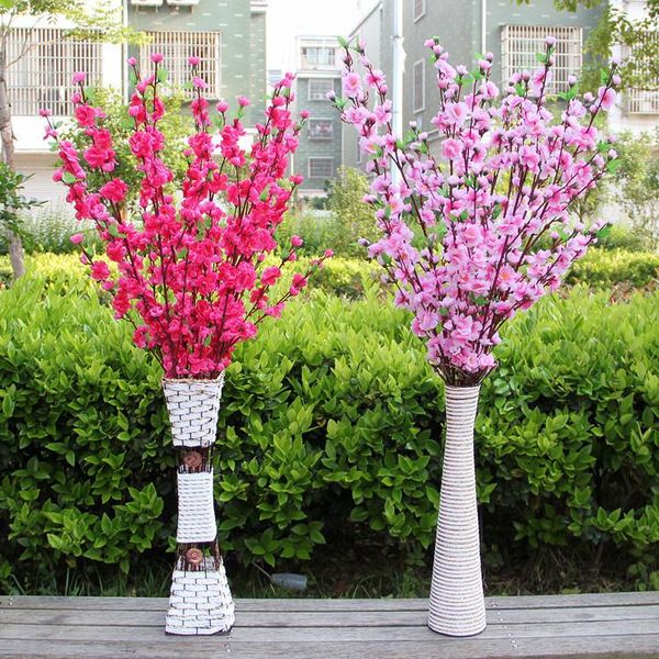 

artificial cherry spring plum peach blossom branch silk flower tree for wedding party decoration white red yellow pink 5 color