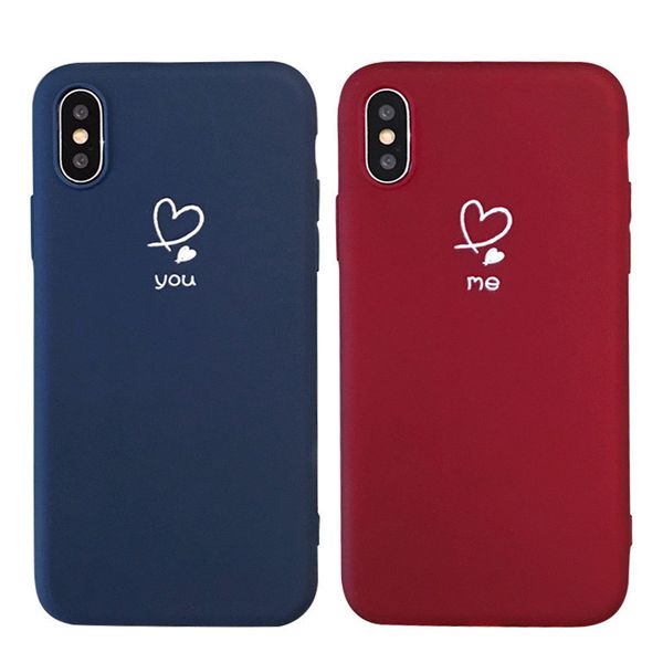 

brief wine-red navy blue silicone couple love phone case for iphone 6 6s 7 8 plus x xr xs max covers accessories