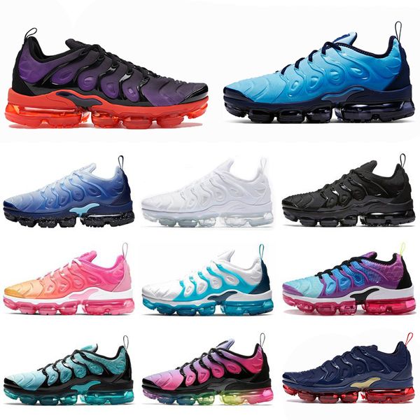 

cushion tn plus running shoes black laser crimson triple black be true cool grey lemon lime designer mens womens trainers sports sneakers, White;red