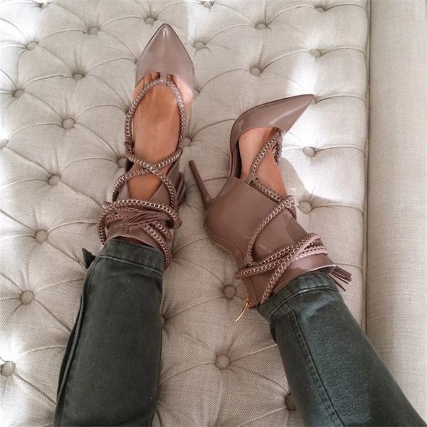 

2019 new high heels ankle boots women design summer pointed toe strappy shoes woman ladies zipper gladiator sandals boots, Black