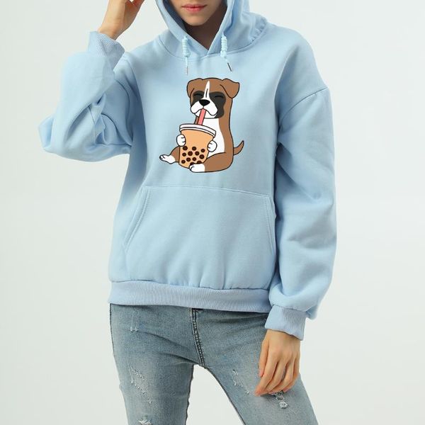 

winter pullover women cotton fleece kawaii cartoon sweatshirt hoodies fashion casual hoody dog harajuku print female outwear, Black