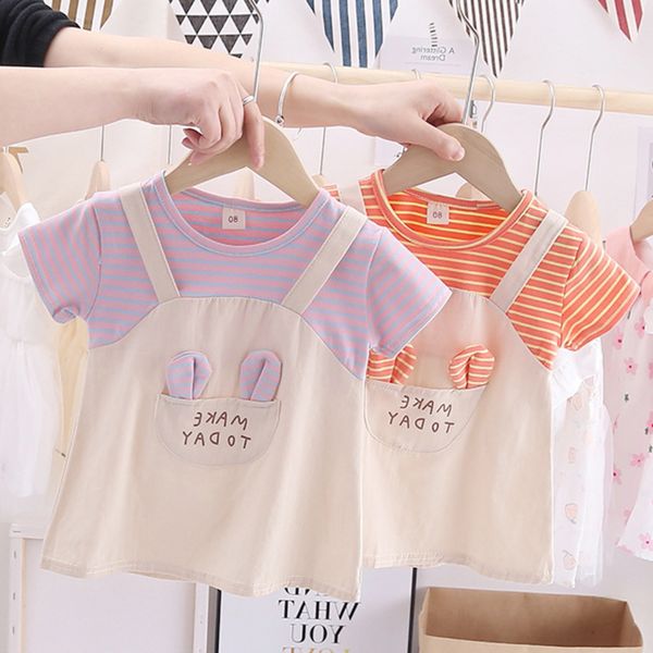 

дети дизайнера одежды платье 2020 платье детей иностранных стиль поддельные из двух частей платье для девочек 1-3 лет детские полосатые одеж, Red;yellow