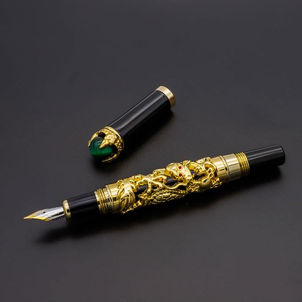 

1pc/lot nice quality jinhao 0.5mm fountain pen fine nib gold silver ink pens business office gift for collection