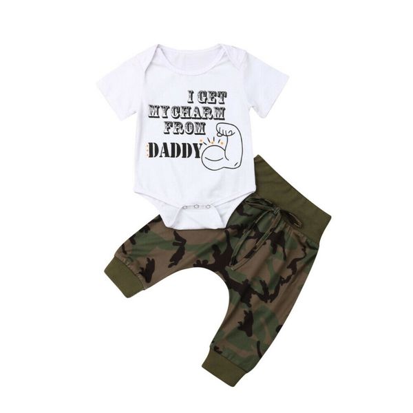 

baby girl boys letter pattern cotton camouflage print pants outfit summer summer, White