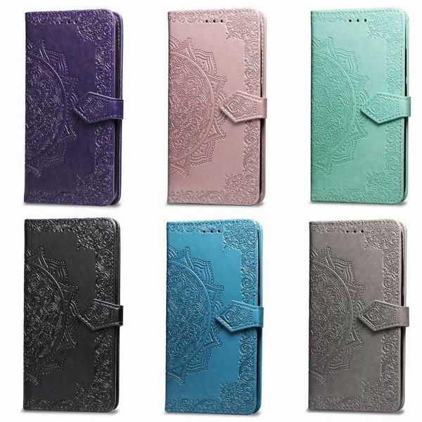 Mandala Prägung Leder Flip Wallet Case für iPhone 14 13 11 12mini Pro Max XS XR 8 7 6S Plus