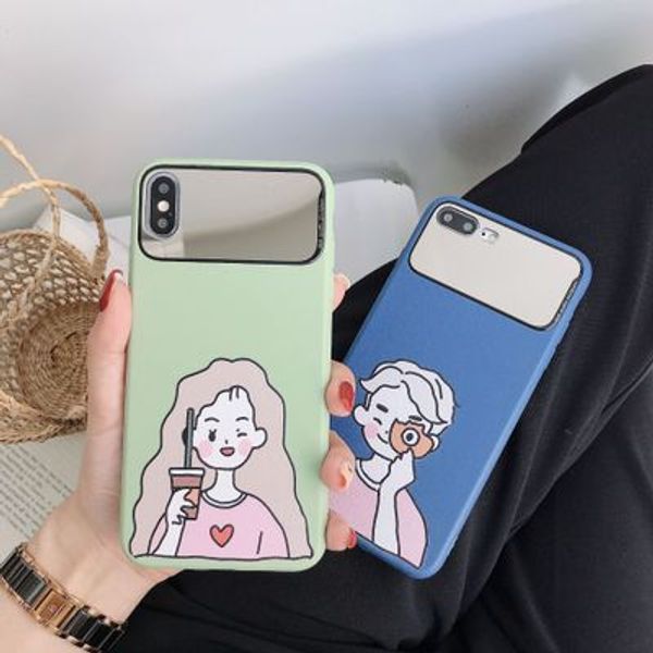 

couple personality illustration for 8plus iphone x mobile phone shell xs max / xr / iphone7p / 6s mirror shell