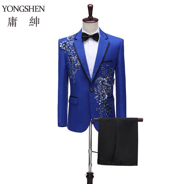 

suit men's suit singer performance host dress handsome youth sequins men's chorus costumes, White;black