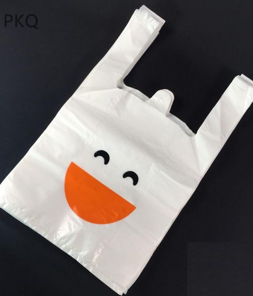 

200pcs vest style plastic bag portable shopping bag supermarket drink snack storage bread cake bags