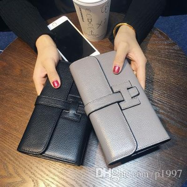 

selling fashion european american ladies purse long leather wallet big capacity serpentine cow leather pumping with h handle bag 2 layer, Red;black