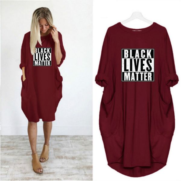 

Womens Designer Dresses Luxury Letter Printing Crew Neck Casual Party Dress Fashion Long Sleeves Casual 6 Colors Women Summer Clothes 2020