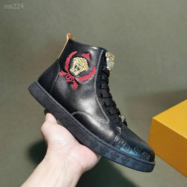 

2020 european comfortable men's shoes in the high-casual sports running shoes leather business custom plate shoes tide, Black