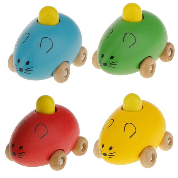 

children baby toys mini wooden sound bb mouse car shape model