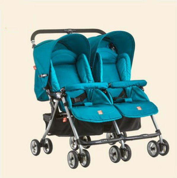 

twin stroller can sit lie baby infant child double light folding two-child trolley